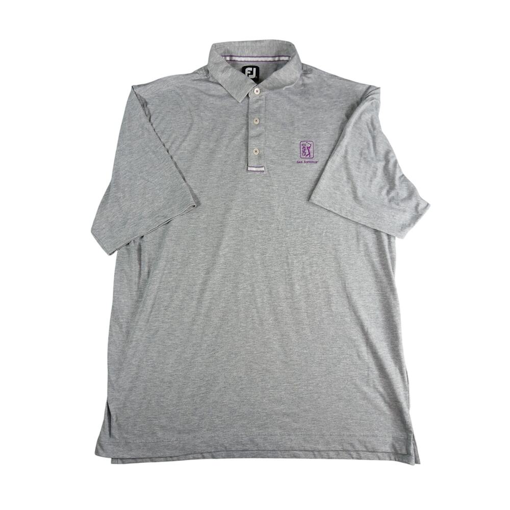 FootJoy TPC San Antonio Golf Polo Shirt Mens XL Gray Texas Graphic Collar
